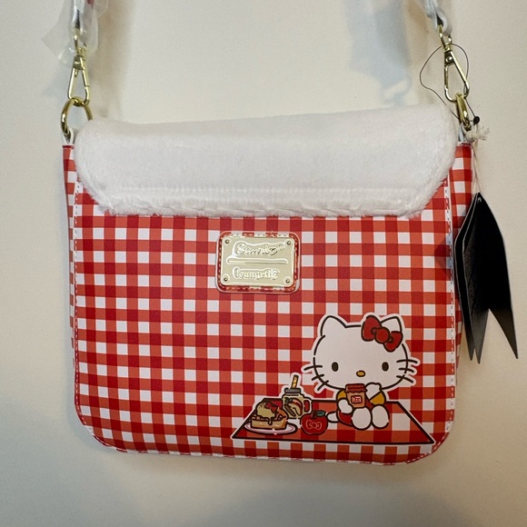 Loungefly Sanrio NWT Hello Kitty Red and White Gingham Cosplay Crossbody Bag - Picture 2 of 8
